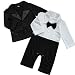 YEEMISS Baby Boy Jumpsuit, 2Pcs Long Sleeve Toddler Tuxedo Gentleman Clothes Outfit with Bowtie & Coat