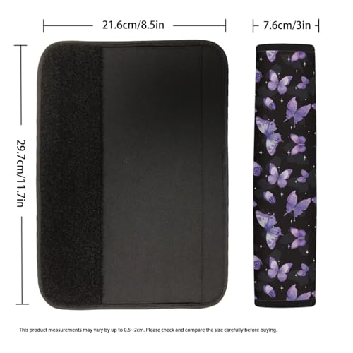 Image of AFPANQZ Purple Butterfly Design Automotive Seat Belt Covers Pads 2 Piece for Womens Kids Youth Car Accessories Safety Seatbelt Cushion Pillow Universal Fit Bag Shoulder Straps Pads