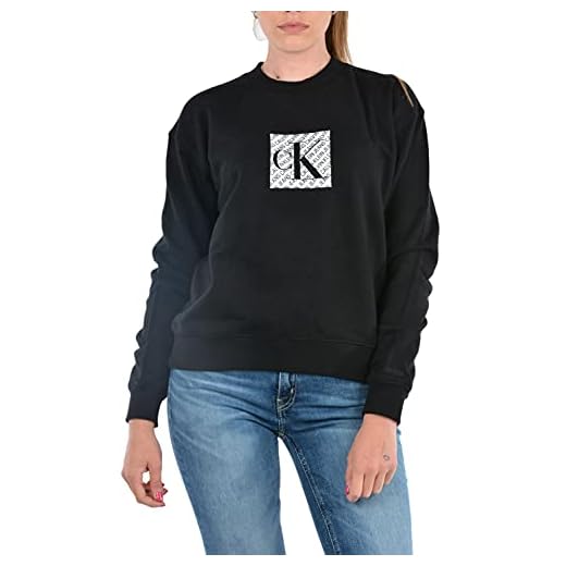Calvin Klein Jeans Dam hologram logotyp rund hals tröja, Ck svart, M