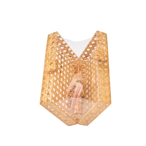 Image of RomanticDesign Women Acrylic Handbag Rattan Woven Pattern Square Box Crossbody Handbag Shoulder Bag Chain Purse
