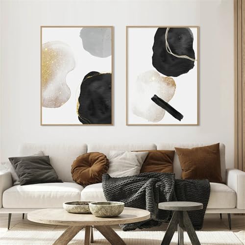 Affiches abstraites modernes grand format aquarelle géométrique sur toile 60 x 70 cm