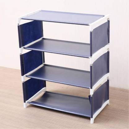 Image of Multipurpose Portable Folding Shoe Racks for Home Organizers with Water-Resistant Metal Collapsible Shoe Stand (4 Shelf, Maroon)