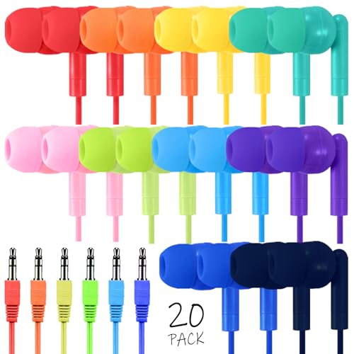 Ladont 20 Pack Classroom Earbuds for Kids, Affordable in-Ear with ...