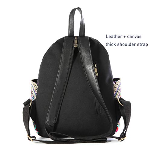 Image of SILKAREA Vintage Embroidered Floral Ethnic Backpack Purse for Women Bohemian Handbag Shoulder Bag Travel Purse (Black S1)