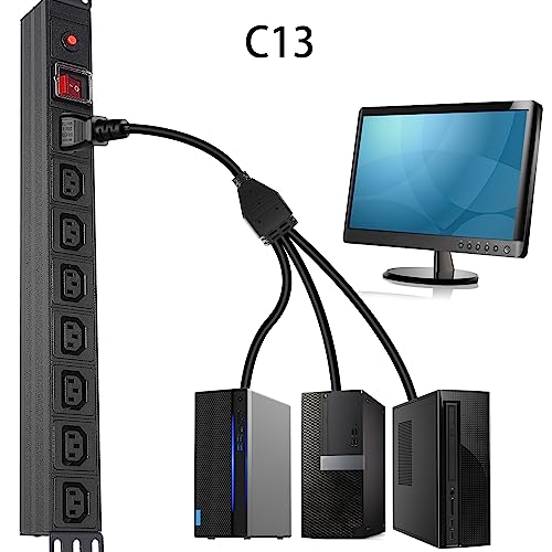 GELRHONR 60cm UPS Server IEC 320 C14 to 3X IEC 320 C13 Y Splitter Extension Power Cord (1 to 3) - Thumbnail 3