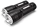EVEREADY LED Tactical Flashlight, IPX4 Water Resistant, Super Bright High Lumens, Zoomable, 3 Light Modes, Heavy Duty Metal Body, Lanyard Included, Black, 2 Pack