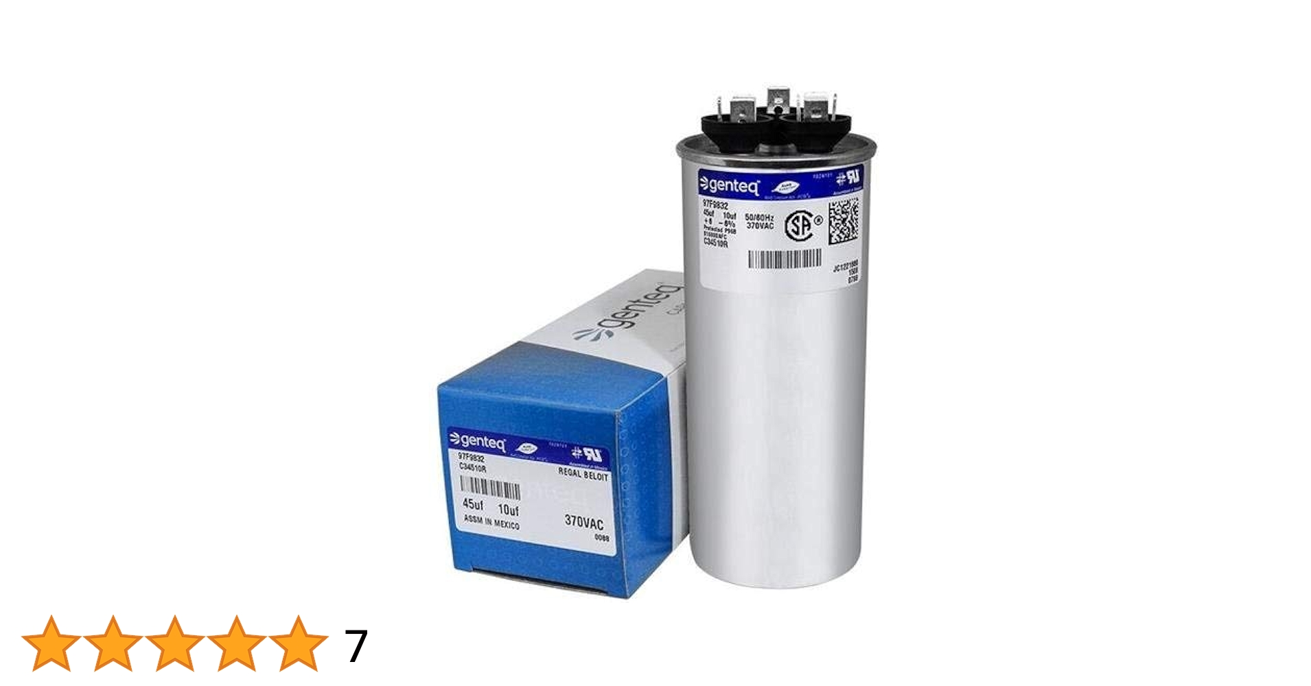 3104LOVE 97F9832 - 45 + 10 uf MFD 370 Volt VAC - Genteq Round Dual