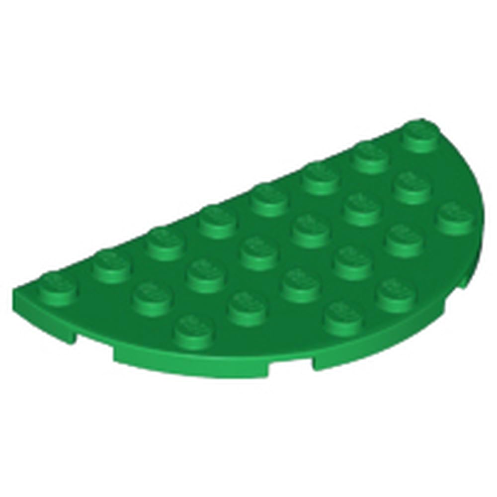 LEGO Plate, Round Half 4 x 8 Part 22888, Building Brick Component, Part 22888, Choose Your Colour (Green, 2, Bricks)