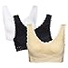 Produktbild Damen BH, vorne, gekreuzt, atmungsaktiv, Spitze, bequem, für Yoga, Physiotherapie, Training Gr. Large, Schwarz+Weiß+Haut