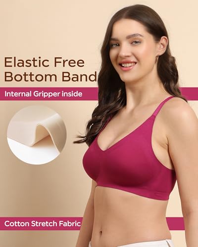 Image of Tweens Cotton Padded Bonded Bra for Women | Full Coverage Wire-Free Bra | Seamless No-Dig Comfort | Breathable Cotton | Elastic-Free Bottom Band & Side Wings | Pack of 1