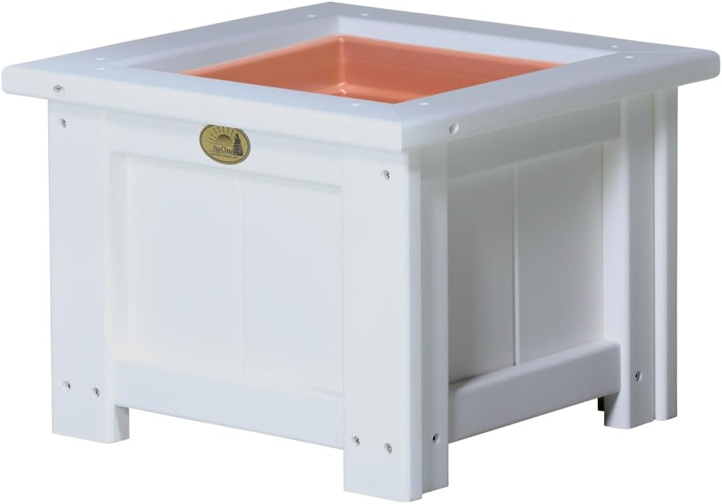 Furniture Barn USA Poly Lumber 15" Square Planter, Aruba Blue & White