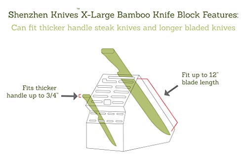 Shenzhen Knives 20 Slot Universal Knife Block: X-Large Bamboo Finish Wood Knife Block Without Knives Countertop Butcher Block Knife Holder And Organizer With Wide Slots For Easy Kitchen Knife Storage thumb #7