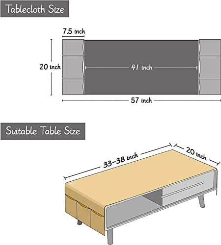 Qiden Coffee Table Cloth, Coffee Table Cover With Pockets And Tassel, Cotton Linen Waterproof Small Rectangle Tablecloths Washer Dryer Fridge Top Dust Cover-I-50 X 145 Cm (20 X 57 In) #TOP5