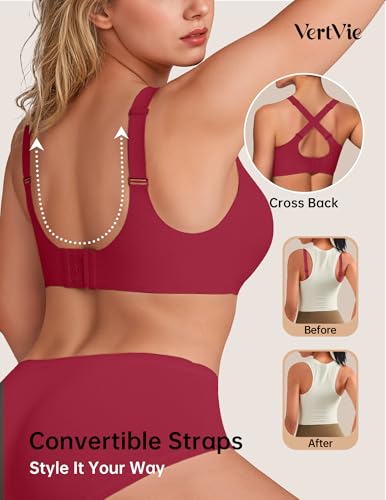Image of Vertvie Wireless Bras Women Seamless Jelly Supportive Mesh Crossover Bra No Underwire Push Up Full Coverage T-Shirt Bralette