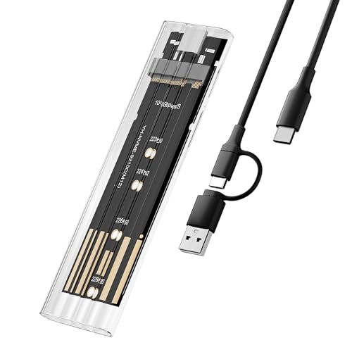 M.2 NVMe SSD Enclosure High-Speed to USB Enclosure with USB 3.2 Gen 2 10Gbps Compatibility for NVMe SSD M-Key/(B+M) Key for 2230/2242/2260/2280 SSDs with C-C to A Cable