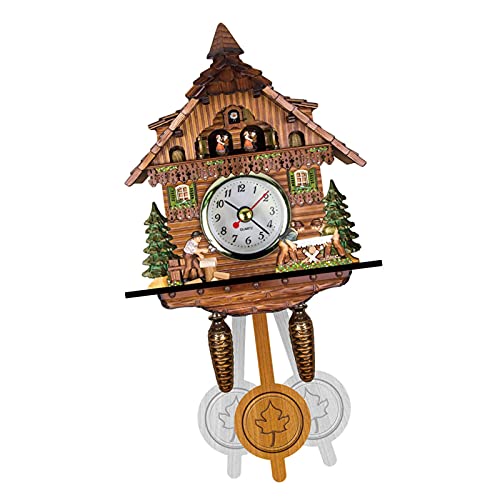 Orologio a cucù tradizionale della Foresta Nera, orologio da parete a cucù in legno stile nordico retrò con pendolo Orologio da parete in legno antico per la decorazione del soggiorno di casa