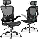 GTPLAYER Bürostuhl Ergonomisch, Schreibtischstuhl mit Verstellbarer Kopfstütze, Armlehnen, Lendenwirbelstütze, Büro Stuhl & Gaming Stuhl Wippfunktion, Chefsessel aus Mesh, 150kg(Schwarz)
