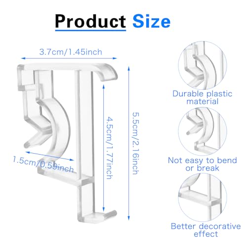 PEOVLVN 12 Pcs Valance Clips, 2 Inch Clear Hidden Blind Clips Replacement Plastic Blinds Valance Clips Replacement Parts for Wood or Faux Wood Horizontal Blinds Valance, 585604_1_7XLQgSf1W