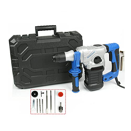 PowerTools, set di punte per trapano con maniglia, martello a percussione, scalpello, perforatore con 1500 W, kit per martello perforatore per calcestruzzo e martello perforatore, con borsa per il