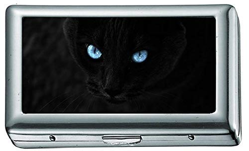 Preisvergleich Produktbild Katzen Blaue Augen Tiere Haustiere Zigarettenetui / -schachtel Visitenkartenetui Edelstahletui Silber Metall Geldbörsenschutz