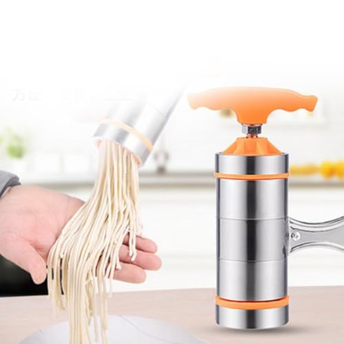 Generic Máquina para Hacer Fideos de Acero Inoxidable, Máquina Manual para Pasta con 7 Moldes de Prensa para Raviolis, Espaguetis y Lasaña