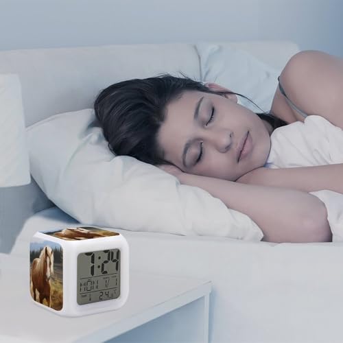 Reloj despertador súper fuerte de caballo con pantalla LED para personas con sueño profundo 6