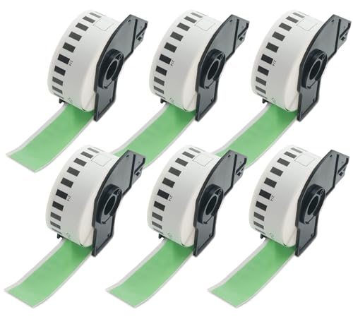 Étiquettes DK-2214 de BETCKEY : 6 rouleaux continus verts 12mm pour imprimante Brother QL
