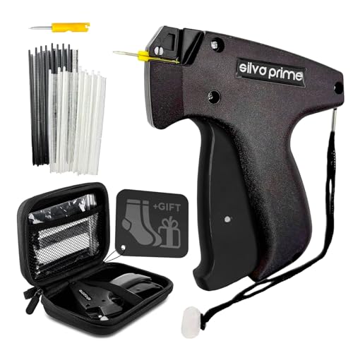 SILVA PRIME 4000 Pcs Stitch Gun for Clothes, Tagging Gun for Clothing | 2000 Black & 2000 White Fasteners, 2 Stainless Steel Needles & Carry Case - Works on All Fabrics