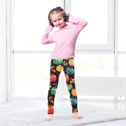 Colorful Pumpkins Girls Leggings Soft Stretch Workout Yoga Dance Pants for Kids Casual Tights4