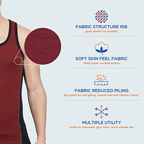 Image of sporto Men's Round Neck Solid Vest, Premium Super Soft Cotton, Ultra Light (Combo Pack)