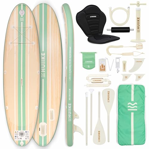 HUIIKE Tabla Paddle Surf Hinchable con Accesorios Incluidos, Remo, Quillas, Inflador. Stand Up Paddle Board Gran Estabilidad y Resistencia. 305 x 84 x 15 cm, Soporta hasta 130 kg