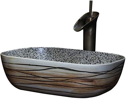 OLSKFUH Bathroom Bar Vanity Vessel Sinks Above Counter Counter Porcelain Ceramic Lavatory Bowl, Bathroom Countertop Wash Basin Vanity Vessel Sinks 12.9" X 9.3" X 3.9",