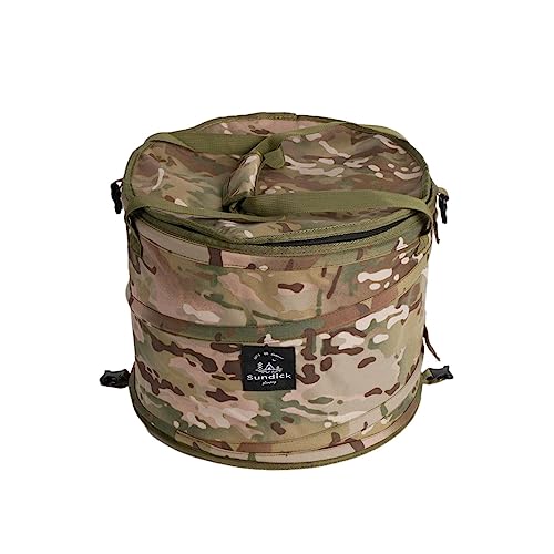 Yiju Camping Waste Bin with Lid for Trash and Recycling, Laundry Storage for Outdoor Activities, Green Camo