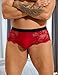 comeondear Mens Lace Underwear Panty Low Rise Bulge Pouch Boxer Briefs Sexy Floral See Through Lace Boxers Soft Mens Panty Red+Black