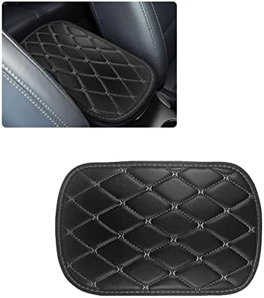 1 PC Auto Center Console Cover Pad, PU Leather Car Armrest Seat Box Protector Set, Double Line Square Waterproof Center Console Mat, for Most Vehicle, SUV, Truck, Car Interior (Gray)