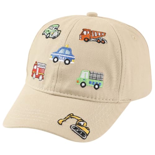 Cute Construction Vehicle Embroidered Kids Baseball Caps Adjustable Cotton Toddler Sun Hat Vintage Cowboy Hat