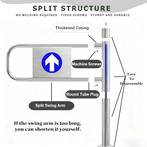 Automatic Self-Closing Swing Gate for Supermarkets - Manual 90° Open Pedestrian Entrance Door, One-Way Industrial Fence Gate (Left, 70cm/27.6in)