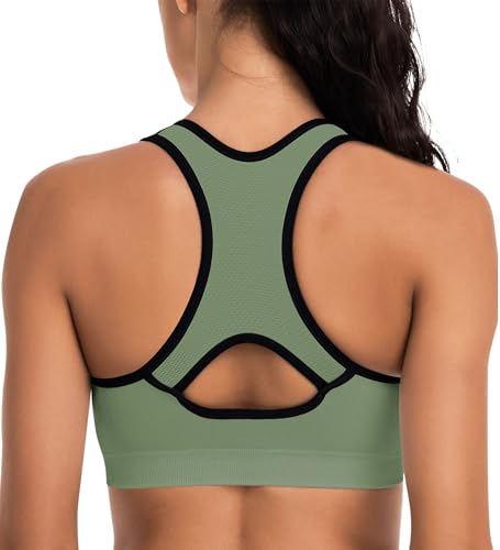 Image of Racerback Sports Bras for Women with Pads - High Impact Athletic Tank Tops for Yoga and Workout Brassieres Bra