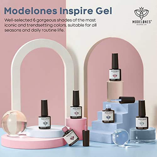 Image of modelones Gel Nail Polish Set Nude 6Colors Red Pink Blue
