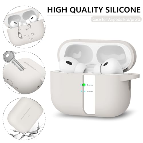 Image of Ljusmicker for AirPods Pro Case Cover with Cleaner Kit,Stone | Silicone Protective Cover for Apple AirPods Pro 2nd /1st Generation Case with Keychain for Women Men,Shockproof