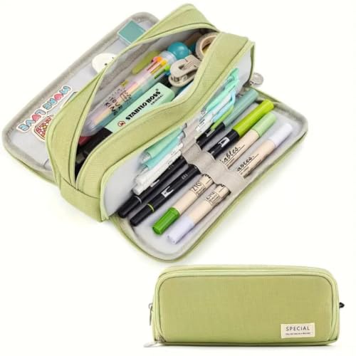 Image of WORSHIPER Big Capacity Pencil Pen Case Bag with Zipper Office College School Storage Large Capacity Bag Pouch Holder Box Organizer Colorful (Special -Dark Green)