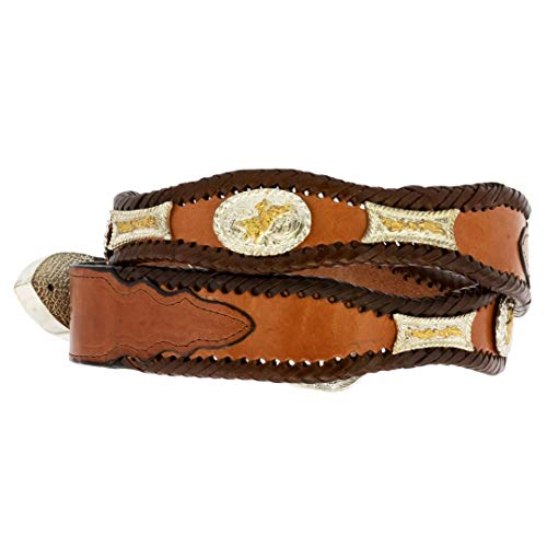 El Presidente Mens Cognac Concho Western Dress Cowboy Belt Real Leather2