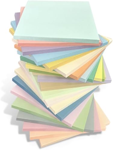 Bloc de notas adhesivas de 24 colores, 3x3, 24 colores pestañas fáciles de publicar, suministro a granel para TI, escuela, escritorio de oficina