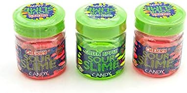 Sour Slime Liquid Candy (3 Pack Assorted) Cherry and Green Apple, Spoon Inside Lid. with 2 GosuToys Stickers