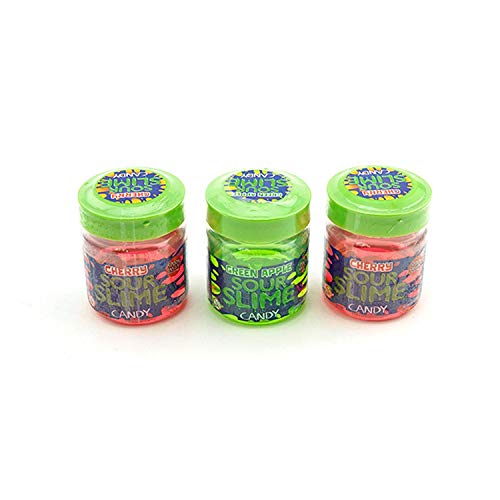Sour Slime Liquid Candy (3 Pack Assorted) Cherry And Green Apple, Spoon Inside Lid. With 2 Gosutoys Stickers #TOP21