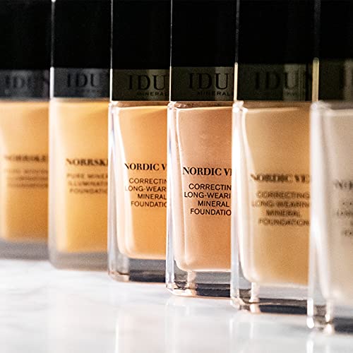 Idun Minerals Nordic Veil Foundation - Longwear Liquid Foundation With Poreless, Luminous Coverage - Soft, Semi-Matte Finish - Vegan, Cruelty Free, And Silicone Free Makeup - 307 Disa - 0.88 Oz #TOP3