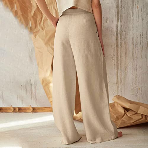 Huankd Women's Cargo Pants, Army Fatigue Pants For Women Corduroy Pants High Waist Women's Fashion Solid Color Casual Button Cotton Linen Wide Leg Pants Baggy Jeans Waisted Olive Green (Xl, Khaki) #TOP3