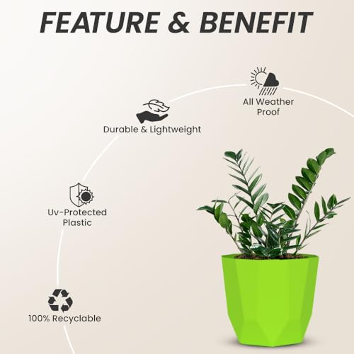 Image of YUCCABE ITALIA SHERA Hexa Plastic Planter Pot for Plants | Decorative Flower Pot | UV Protected Lightweight Indoor Outdoor Gamla for Home Decor, Balcony, Garden & Living Room