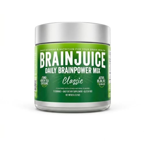 Image of BrainJuice Nootropics Brain Support Supplement, Gluten Free Powder for Energy and Focus, Drink Mix with L Theanine, Alpha GPC, Vitamin B, Organic Green Tea Extract (Classic)