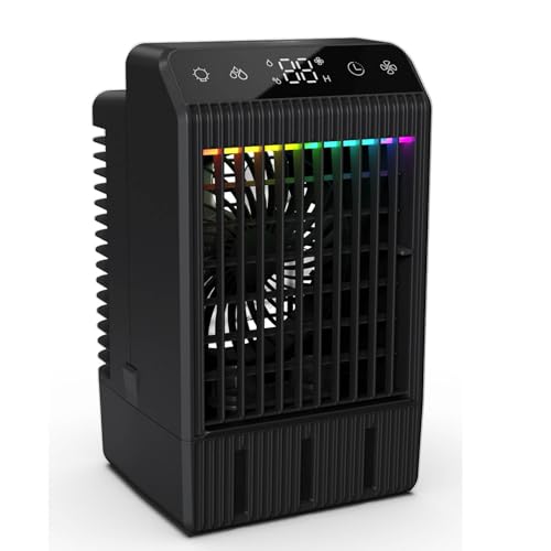 Klimaanlage Mobil, Tragbare Klimaanlage mit Doppelsprühfunktion, 1000- ml- Mini- Klimaanlage, 4- in- 1- Luftkühler mit LED- Anzeige 3